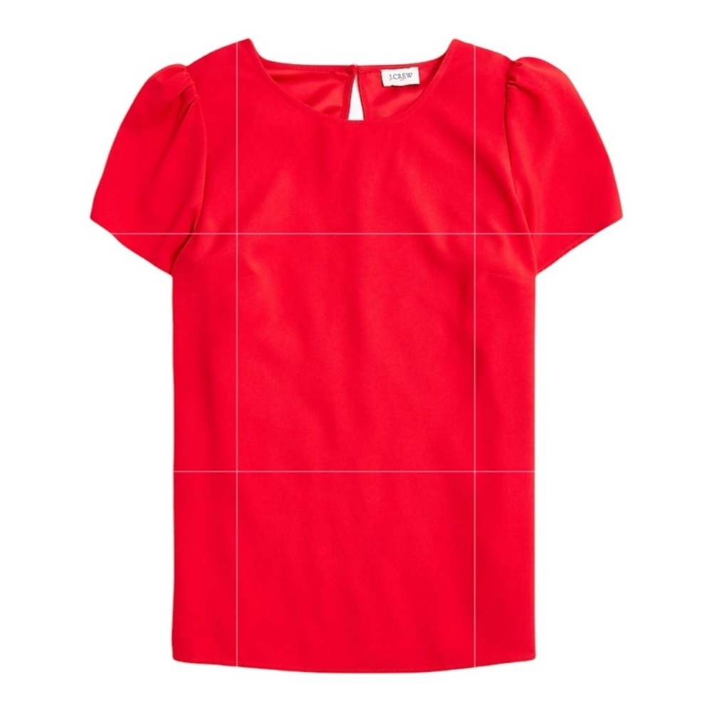 NEW J. CREW FACTORY Short-sleeve crepe top puff‎ sleeves in Red Size Large